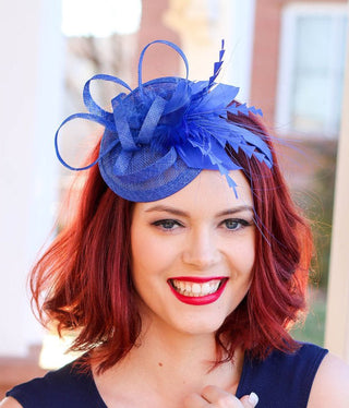Royal Blue Fascinator, Tea Party Hat, Church Hat, Kentucky Derby Hat, British Hat, Wedding hat, Blue Fascinator, womens hat, Royal Hat - The Hat Hive