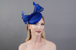 Royal Blue Fascinator with both headband and hair clip option, Tea Party Hat, Kentucky Derby Hat, British Hat, Wedding hat, women's hat - The Hat Hive