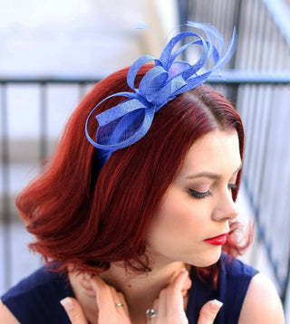 Royal Blue Fascinator, Womens Tea Party Hat, Church Hat, Derby Hat, Fancy Hat, Navy Blue Hat, Tea Party Hat, wedding hat - The Hat Hive