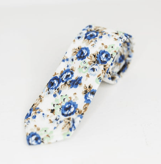 ROYAL BLUE FLORAL NECK TIE - The Hat Hive