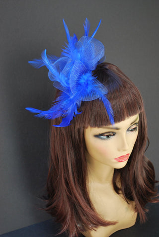Royal Blue Hair Flower Fascinator, Tea Party Hat, Church Hat, Kentucky Derby Hat, Fancy Hat, British, Wedding Hat, Fascinator, womens hat - The Hat Hive