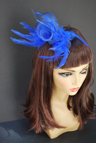 Royal Blue Hair Flower Fascinator, Tea Party Hat, Church Hat, Kentucky Derby Hat, Fancy Hat, British, Wedding Hat, Fascinator, womens hat - The Hat Hive