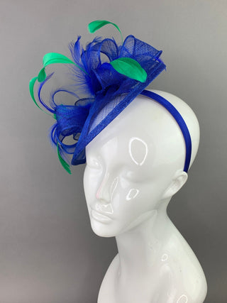 ROYAL BLUE & KELLY GREEN FASCINATOR - The Hat Hive