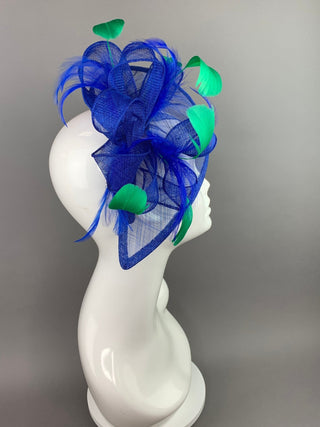 ROYAL BLUE & KELLY GREEN FASCINATOR - The Hat Hive