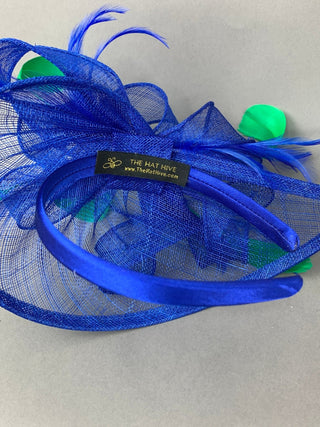 ROYAL BLUE & KELLY GREEN FASCINATOR - The Hat Hive