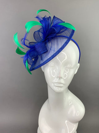 ROYAL BLUE & KELLY GREEN FASCINATOR - The Hat Hive