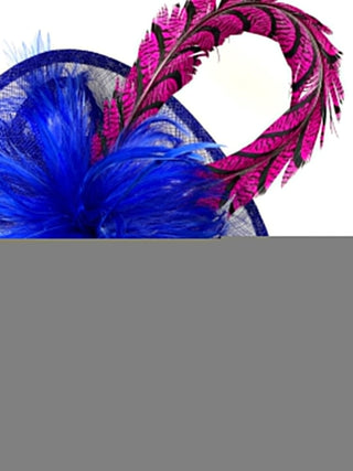 Royal Blue & Pink Fascinator, Womens Tea Party Hat, Church Hat, Derby Hat, Fancy Hat, Bachelorette Hat, Tea Party Hat, wedding hat - The Hat Hive