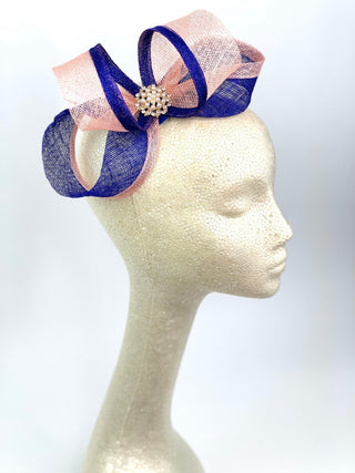 Royal Blue & Pink Fascinator, Womens Tea Party Hat, Church Hat, Derby Hat, Fancy Hat, Navy Blue Hat, Tea Party Hat, wedding hat - The Hat Hive