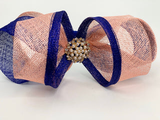 Royal Blue & Pink Fascinator, Womens Tea Party Hat, Church Hat, Derby Hat, Fancy Hat, Navy Blue Hat, Tea Party Hat, wedding hat - The Hat Hive