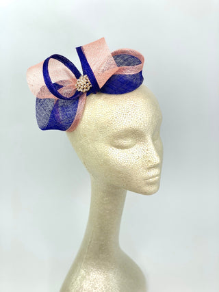 Royal Blue & Pink Fascinator, Womens Tea Party Hat, Church Hat, Derby Hat, Fancy Hat, Navy Blue Hat, Tea Party Hat, wedding hat - The Hat Hive