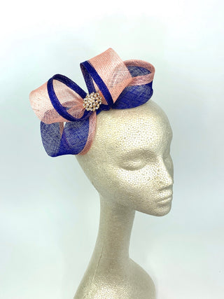 Royal Blue & Pink Fascinator, Womens Tea Party Hat, Church Hat, Derby Hat, Fancy Hat, Navy Blue Hat, Tea Party Hat, wedding hat - The Hat Hive