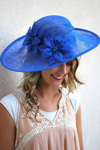Royal Blue Sinamay Derby Hat - The Hat Hive