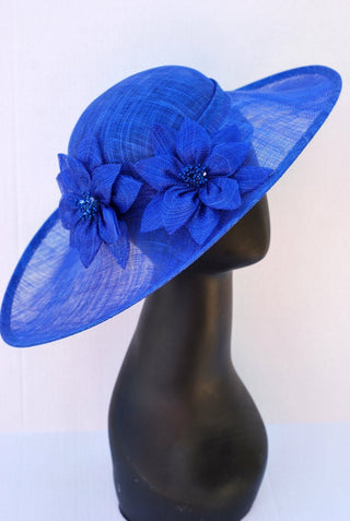 Royal Blue Sinamay Derby Hat - The Hat Hive