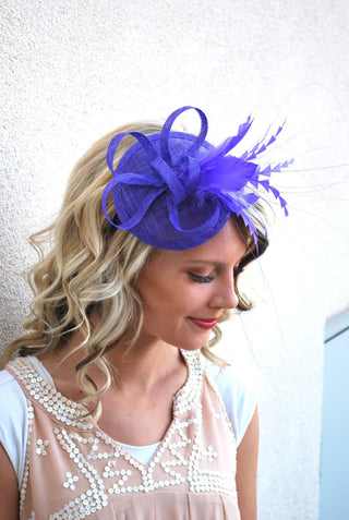 Royal Purple Fascinator, Tea Party Hat, Church Hat, Kentucky Derby Hat, Fancy Hat, British Hat, Wedding Hat Plum Purple Fascinator - The Hat Hive