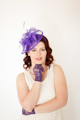 Royal Purple Fascinator, Womens Tea Party Hat, Church Hat, Derby Hat, Fancy Hat, Purple Hat, Tea Party Hat, wedding hat - The Hat Hive