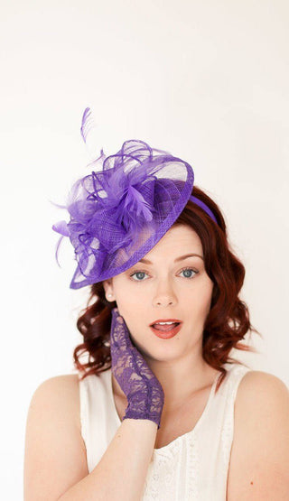 Royal Purple Fascinator, Womens Tea Party Hat, Church Hat, Derby Hat, Fancy Hat, Purple Hat, Tea Party Hat, wedding hat - The Hat Hive