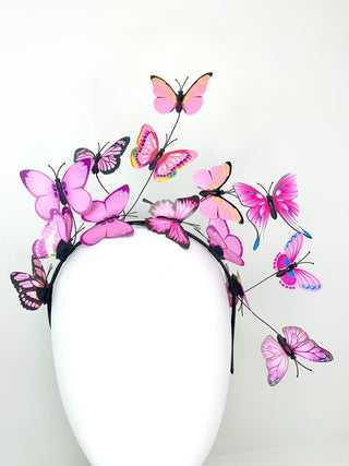 Shades of Pink Butterfly Fascinator, butterfly hat, Tea Party Hat, Church Hat, Derby Hat, Fancy Hat, Pink Hat, Tea Party Hat, wedding hat - The Hat Hive