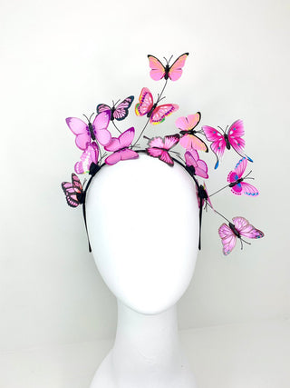 Shades of Pink Butterfly Fascinator, butterfly hat, Tea Party Hat, Church Hat, Derby Hat, Fancy Hat, Pink Hat, Tea Party Hat, wedding hat - The Hat Hive