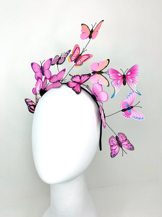 Shades of Pink Butterfly Fascinator, butterfly hat, Tea Party Hat, Church Hat, Derby Hat, Fancy Hat, Pink Hat, Tea Party Hat, wedding hat - The Hat Hive