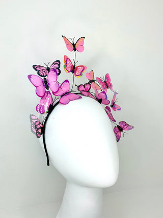 Shades of Pink Butterfly Fascinator, butterfly hat, Tea Party Hat, Church Hat, Derby Hat, Fancy Hat, Pink Hat, Tea Party Hat, wedding hat - The Hat Hive