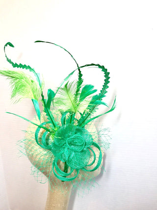 St. Patricks Day Fascinator, Green Fascinator with lime green accent feathers Tea Party Hat, St. Pattys Day, Derby Hat, Fancy Hat, Kelly Gr - The Hat Hive
