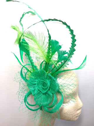 St. Patricks Day Fascinator, Green Fascinator with lime green accent feathers Tea Party Hat, St. Pattys Day, Derby Hat, Fancy Hat, Kelly Gr - The Hat Hive