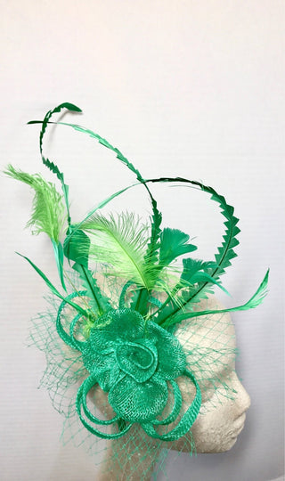 St. Patricks Day Fascinator, Green Fascinator with lime green accent feathers Tea Party Hat, St. Pattys Day, Derby Hat, Fancy Hat, Kelly Gr - The Hat Hive
