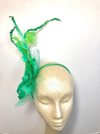 St. Patricks Day Fascinator, Green Fascinator with lime green accent feathers Tea Party Hat, St. Pattys Day, Derby Hat, Fancy Hat, Kelly Gr - The Hat Hive