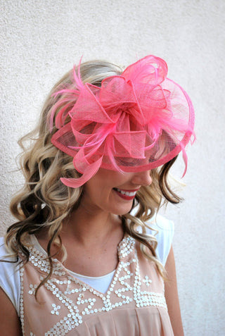 The Kenni Bubble Gum Pink Fascinator, Women's Tea Party Hat, Church Hat, Derby Hat, Fancy Hat, Pink Hat, Tea Party Hat, wedding hat - The Hat Hive