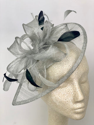 The Kenni Fascinator, Grey and Black Fascinator, Black Hat, Womens Tea Party Hat, Church Hat, Derby Hat, Fancy Hat, Tea Party Hat, wedding h - The Hat Hive