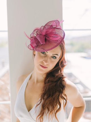 The Kenni Merlot Maroon Fascinator, Women's Tea Party Hat, Church Hat, Derby Hat, Fancy Hat, maroon Hat, Tea Party Hat, wedding hat - The Hat Hive