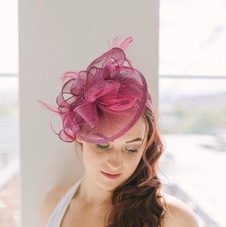 The Kenni Merlot Maroon Fascinator, Women's Tea Party Hat, Church Hat, Derby Hat, Fancy Hat, maroon Hat, Tea Party Hat, wedding hat - The Hat Hive
