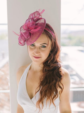The Kenni Merlot Maroon Fascinator, Women's Tea Party Hat, Church Hat, Derby Hat, Fancy Hat, maroon Hat, Tea Party Hat, wedding hat - The Hat Hive