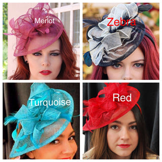 The Kenni Royal Blue Fascinator, Tea Party Hat, Church Hat, Derby Hat, Fancy Hat, High Tea Hat, wedding hat, Blue Fascinator, womens hat - The Hat Hive