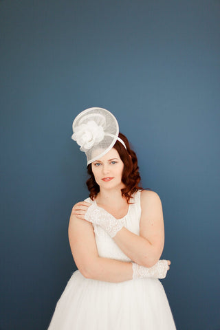 The Nicolle Ivory Fascinator, Womens Tea Party Hat, Hat with Veil, Church Hat, Derby Hat, Fancy Hat, Ivory Hat, Tea Party Hat, wedding hat - The Hat Hive