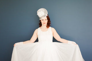 The Nicolle Ivory Fascinator, Womens Tea Party Hat, Hat with Veil, Church Hat, Derby Hat, Fancy Hat, Ivory Hat, Tea Party Hat, wedding hat - The Hat Hive