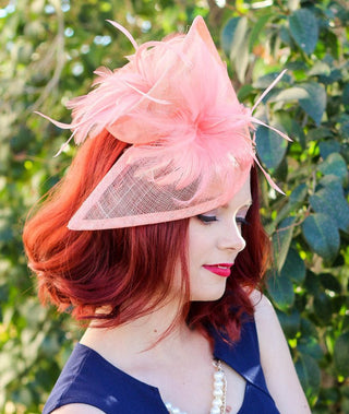 The Taylor Coral Fascinator, Tea Party Hat, Church Hat, Kentucky Derby Hat, Fancy Hat, Pink Hat, Wedding Hat, British Hat, Coral Hat - The Hat Hive