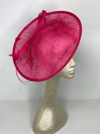 THH036 Pink Fascinator with Yellow Rose, Pink Derby Hat, Womens Tea Party Hat, Church Hat, Derby Hat, Fancy Hat, Royal Hat, Tea Party Hat, - The Hat Hive