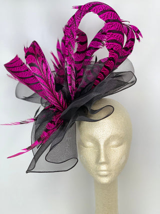 THH048 Black and Fuchsia Derby Hat, Black Church hat, Tea Party Hat, Black and pink Hat, Tea Party Hat, Fashion Hat, Church Hat - The Hat Hive