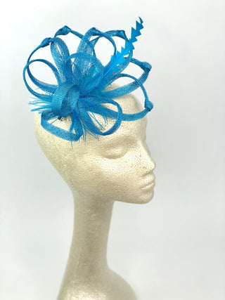 Turquoise Fascinator, Tea Party Hat, Church Hat, Kentucky Derby Hat, Fancy Hat, British, Wedding Hat, Fascinator, womens hat - The Hat Hive