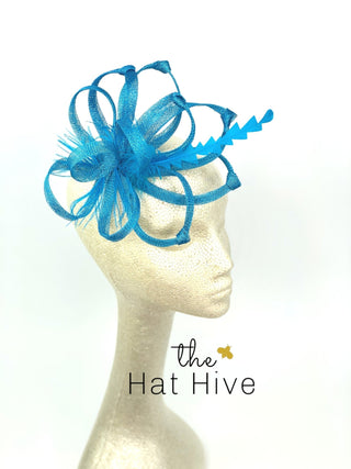 Turquoise Fascinator, Tea Party Hat, Church Hat, Kentucky Derby Hat, Fancy Hat, British, Wedding Hat, Fascinator, womens hat - The Hat Hive