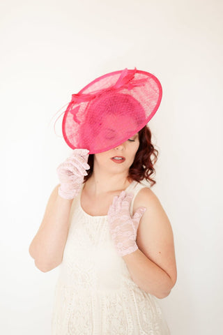 Women's Pink Lace Gloves - The Hat Hive