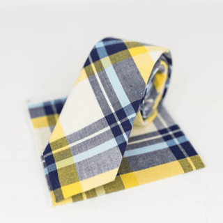 YELLOW AND BLUE PLAID NECK TIE - The Hat Hive